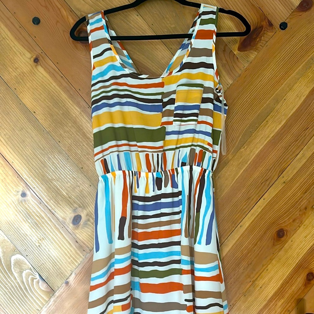 Sleeveless Stripes Dress  - Size M